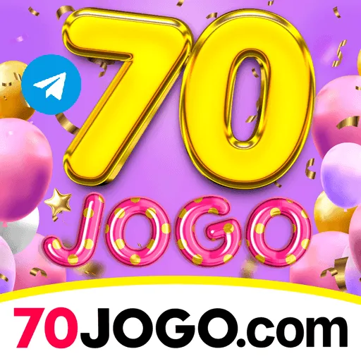 Imagem promovendo o canal oficial da 70jogo no Telegram
